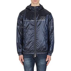 Armani Exchange Heren Windbreaker, metallic kleur, Shiny Logo Op borst en Back. Jas