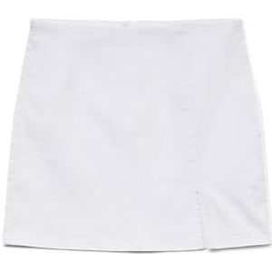 VERO MODA Jeansrok voor dames met ritssluiting en rechte snit, wit (snow white), XS