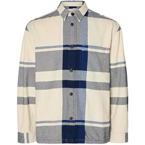 SELETED HOMME Heren Slhloosehybride Check Overshirt Ls shirt met lange mouwen, true blue, S