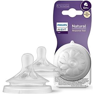 Philips Avent Natural Response-flesspeen - 2 spenen Flow 6 voor babyfles, voor baby's van 6 maanden en ouder, BPA-vrij (model SCY966/02)