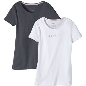 ESPRIT dames t-shirt dubbelpak, Mehrfarbig (Basalt Grey 052) (Cm), M