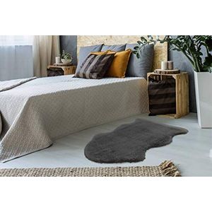 Schapenvacht tapijt Sheepskin zacht pluizig slaapkamer grijs 120x170cm