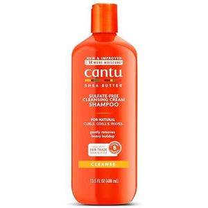 Cantu - Hydraterende shampoo met sheaboter - sulfaatvrije shampoo voor krullen en getextureerd haar - 1 verpakking (1 x 400 ml), verpakking kan verschillen