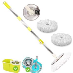 ARSUK - 360° Draaibare Schoonmaakmop - Verstelbare RVS Steel - Inclusief 2 Microvezel Mopkoppen