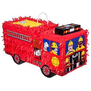 Boland 30966 Pinata brandweerauto, afmetingen 43 x 24 x 18 cm, brandweerwagen, brandweerauto, verjaardag, decoratie, feestspel, cadeau