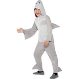 Smiffys Kinderen Unisex haaivis kostuum, all-in-one met capuchon en flippers, maat: S, 44072, grijs