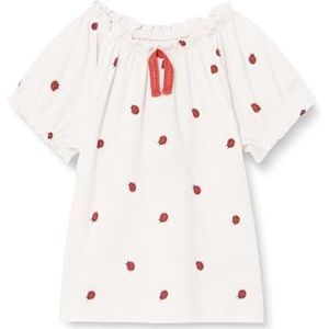 by Green Cotton Ladybird S/S T-shirt voor babymeisjes, Balsem Cream/Apple Red/Night Blue, 92