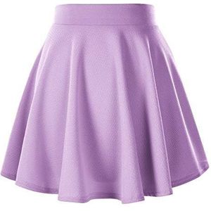 Urban CoCo Basic veelzijdige rekbare uitlopende casual mini-skaterrok voor dames, Lila, XXL