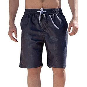 Little Hand Zwemshorts voor heren, korte zomerbroek, Hawaï, strandshorts, sneldrogend, boardshorts, zwemshorts, verstelbaar trekkoord, modieus, casual broek, zwart, S