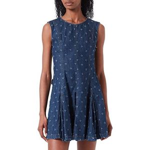 Love Moschino Mouwloze damesjurk met gevormde stiksels, blauw, 38, blauw, 38