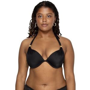 Smart & Sexy Women's Standard Swim Secret Mega Push-up Halter Bikini Top, Black Hue, 36C