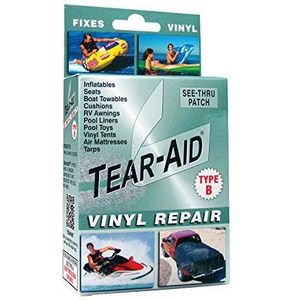 TEAR-AID Vinyl Reparatieset, Type B Clear Patch voor Vinyl en Vinyl-Coated Materials, Werkt op Vinyl Tenten, Lucht Matressen, Pool Liners & More, Groene Doos, Single Pack