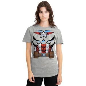 CAPTAIN AMERICA Kostuum dames T-shirt, atletisch heide, klein, Atletische Heather, S
