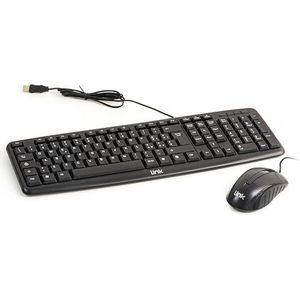 LINK LKTAST02 LKMOS03 - Italiaans USB-toetsenbord 108 toetsen kleur zwart optische USB-muis 3 toetsen zwart en ergonomisch
