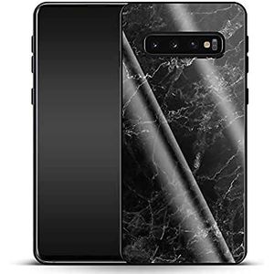 caseable Samsung Galaxy S10 luxe glazen telefoonhoes - schokdempend & krasbestendig oppervlak - kleurrijk design - Midnight Marble - marmer