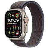 Apple Watch Ultra 2 (GPS + Cellular 49 mm) Smartwatch - Robuuste kast van titanium - Blauw/zwart Trail‑bandje S/M. Conditie bijhouden, nauwkeurige gps, extra lange batterijduur, CO₂-neutraal