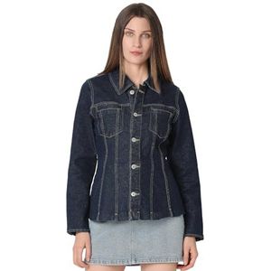 VERO MODA Dames VMLOTTIE LS Peplum DNM Jacket GU3222GA korte jas, Dark Blue Denim/Detail: Rinse, M, Dark Blue Denim/Detail: spoeling, M