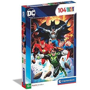 Clementoni - Puzzel Superhelden DC Comics 104 stuks Supercolor strips 104 stuks - Made in Italy, kinderen 6 jaar, cartoons, superhelden, meerkleurig, Medium, 25723