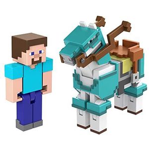 Minecraft Craft-A-Block Set van 2, actiefiguren en speelgoed om te creëren, te ontdekken en te overleven, authentieke ontwerpen, verzamelobject, cadeau voor kinderen vanaf 6 jaar, HDV39