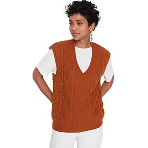TRENDYOL Dames Knitting Detailed Knitwear Sweater, Cinnamon, M, bruin (cinnamon), M