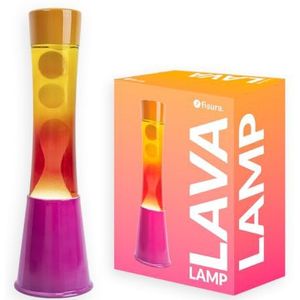 Fisura - Lavalamp met roze en oranje kleurverloop. Roze basis, glas met kleurverloopeffect en oranje dop. Ontspannend effect. Met vervangende lamp. 11 cm x 11cm x 39,5 cm.