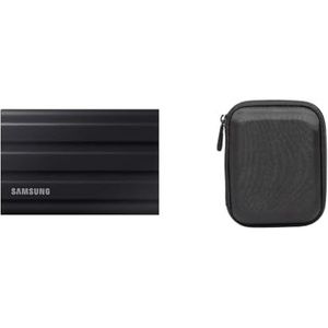 Samsung T7 Shield 1TB USB 3.2 Gen 2 (10Gbps, Type-C) External Solid State Drive, Zwart (Black), (MU-PE1T0S) & Amazon Basics Beschermhoes externe harde schijf,