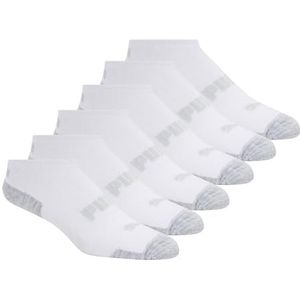PUMA Set van 6 No Show sokken voor dames, Wit/Heather Grey, 9-11
