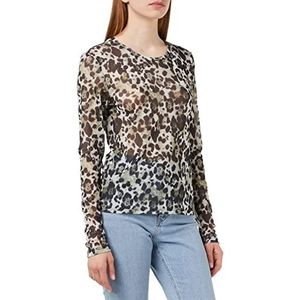 Noisy may Dames Nmjudith L/S Mesh Top Bg Noos Shirt met lange mouwen, Kalamata/Aop: leo, M