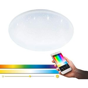 EGLO Connect Totari-C Led-plafondlamp, 1 lamp, wandlamp met kristal-effect van staal en kunststof, wit, met afstandsbediening, kleurtemperatuurverandering (warm, neutraal, koud), RGB, dimbaar, Ø 40 cm