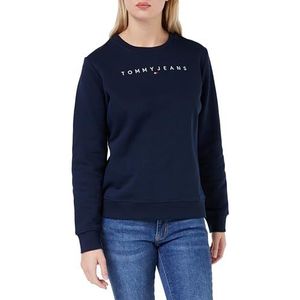 Tommy Jeans Dames Reg Linear Crew Ext Sweatshirts, Blauw, 4XL, Dark Night Navy