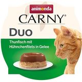 animonda Carny Adult Duo Kattensnack van tonijn met kipfilets in gelei, aanvullend voer voor volwassen katten, natvoer voor katten, zonder suiker en soja, 24 x 70 g