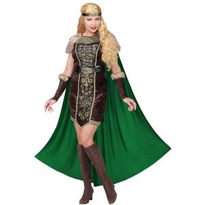 Widmann - Kostuum Vikingin, jurk met cape, riem, armwarmers, hoofdband, carnaval, themafeest