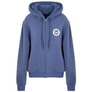 EMPORIO ARMANI VROUWEN FUZZY FLEECE OPEN SWEATSHIRT BLAUW XL, Blauw, XL