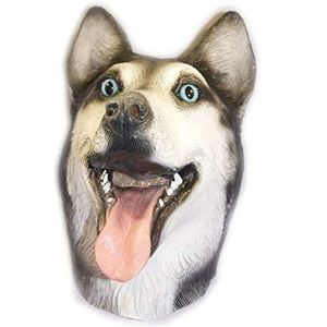 De Rubber Plantation TM 619219293457 Aantrekkende Siberische Latex Masker Malamute Wolf Hond Canine Dier Halloween Huskie Fancy Kleding Accessoire, Unisex-Volwassene, Een Maat