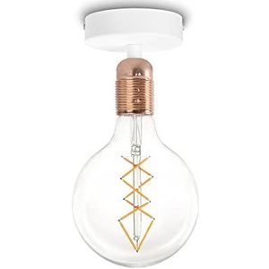 Sotto Luce Bi minimalistische plafondlamp - koper - metaal - witte voet - 1 x E27 lamphouder