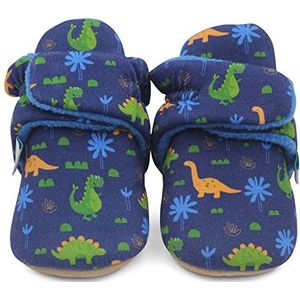 Dotty Fish - Katoenen Babyslofjes - Marineblauw - Antislip - Voorloopschoenen