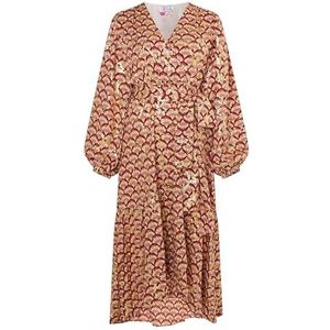 IKITA Dames maxi-jurk met print jurk, kameel meerkleurig, S