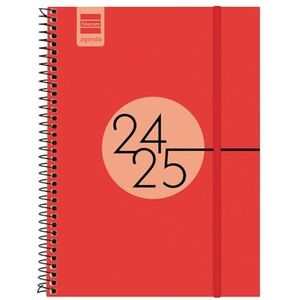 Finocam - Kalender Spir 2024/2025, weekoverzicht, liggend formaat, september 2024 - augustus 2025 (12 maanden), Catalaans rood
