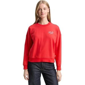 TOM TAILOR Denim Sweatshirt voor dames, 12880 - Brilliant Red, XL