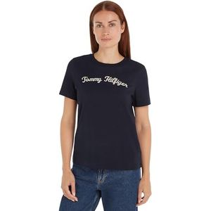 Tommy Hilfiger - Dames Regular Fit T-shirt - Blauw - Woestijnhemel