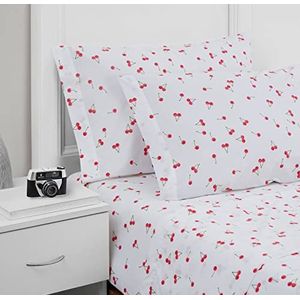 Poppy & Fritz - Twin Lakens, Katoen Percale Beddengoed Set, Crisp & Cool, Lichtgewicht Home Decor (Kersen, Twin)