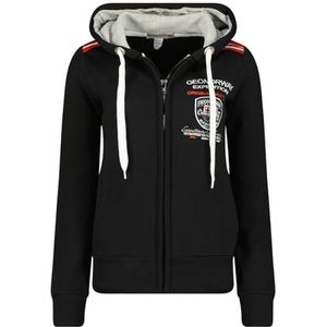 Geographical Norway finion Lady Damessweatshirt met capuchon en zakken, kangoeroe, sweatshirt, lange mouwen, warm, hoodie, jas, dames, lente, zomer, herfst, winter (zwart L), Zwart, L