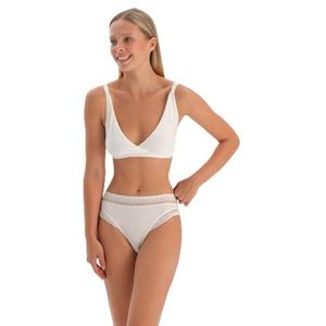 Dagi Off White Fashion Gebreide Niet-Bedrade Regular Micro Modal Dikke Vaste Strap Bralette, Off White, L, off-white, L
