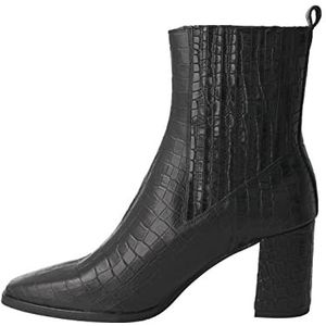 POPA - Dames laarzen met hak - Merce Coco - maat 41 - Gemaakt in Spanje - kleur zwart - leer met elastische zijband - hak 8 cm, Zwart, 41 EU
