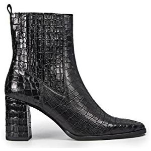 POPA - Dames laarzen met hak - Merce Coco - maat 40 - Gemaakt in Spanje - kleur zwart - leer met elastische zijband - hak 8 cm, Zwart, 40 EU