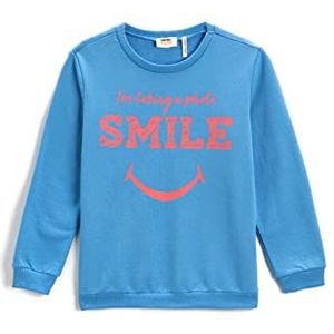 Koton Sweatshirt met lange mouwen print ronde hals overall, blauw (626), 5-6 jaar meisje, blauw (626)