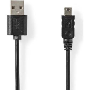 NEDIS USB-kabel - USB 2.0 - USB-A stekker - USB Micro B 5-pin vrouwelijk - 480 Mbps - Vernikkeld - 2,00 m - rond - PVC - zwart - label