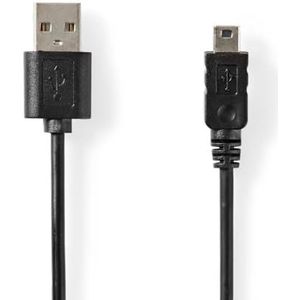 Nedis USB-kabel - USB 2.0 - USB-A stekker - USB Micro B 5-pin vrouwelijk - 480 Mbps - Vernikkeld - 2,00 m - rond - PVC - zwart - label