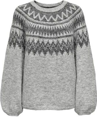 Only - ONLREYKJA LS O-NECK KNT - Gebreide Trui - Lichtgrijs Melange