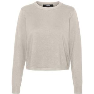 VERO MODA Dames Vmsilje LS O-hals korte pullover Ga Noos gebreide trui, Moonbeam, S, Maanbalk, S